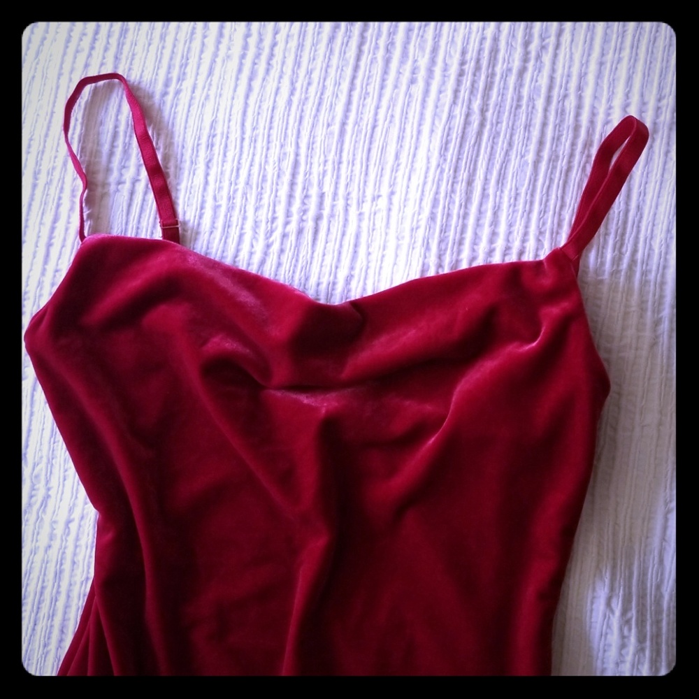Betsy Jonhson wine faux velvet dress
